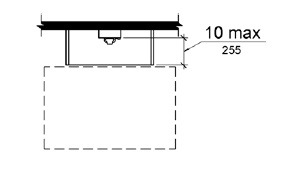 The maximum distance from the face of the telephone to the edge of the telephone enclosure is 10 inches (255 mm). Clear floor space for a parallel approach is located in front of the enclosure.